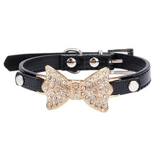 Load image into Gallery viewer, Crystal Bow Leather Pet Collar