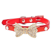 Load image into Gallery viewer, Crystal Bow Leather Pet Collar