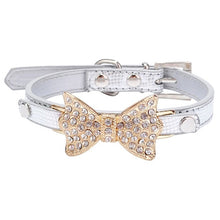 Load image into Gallery viewer, Crystal Bow Leather Pet Collar