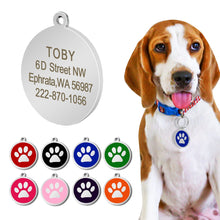 Load image into Gallery viewer, Stainless Steel Personalized Paw Dog ID