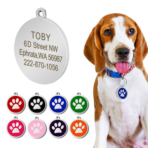 Stainless Steel Personalized Paw Dog ID