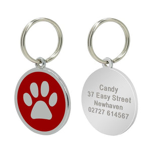 Stainless Steel Personalized Paw Dog ID