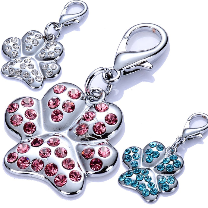 Rhinestone Pendants Dog Tag Paw Charms For Dog