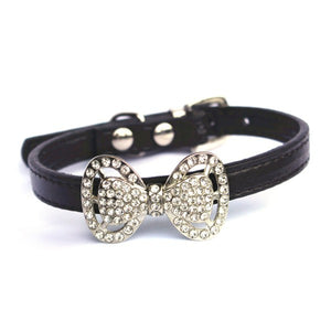 Crystal Bowknot PU Leather Puppy