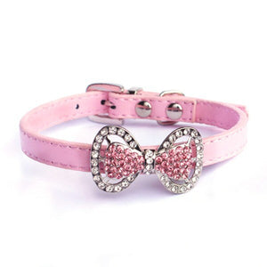 Crystal Bowknot PU Leather Puppy