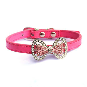 Crystal Bowknot PU Leather Puppy