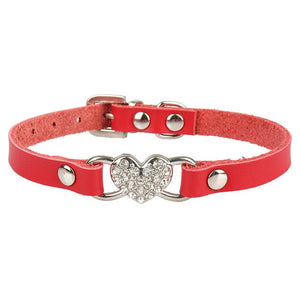 Small Dog Collars Genuine Leather Crystal