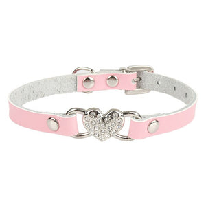 Small Dog Collars Genuine Leather Crystal