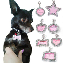 Load image into Gallery viewer, Anti Lost  Pet Dog  Silver Information Board Crystal  ID Tag