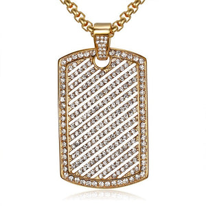 Geometric Square Dog Tag Pendants Gold 316L Stainless Steel