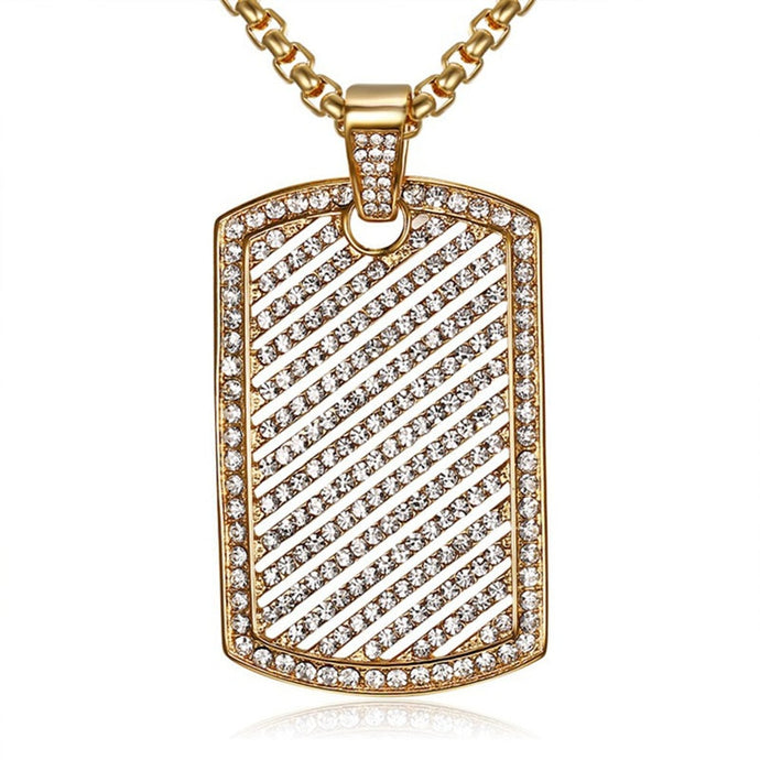 Geometric Square Dog Tag Pendants Gold 316L Stainless Steel