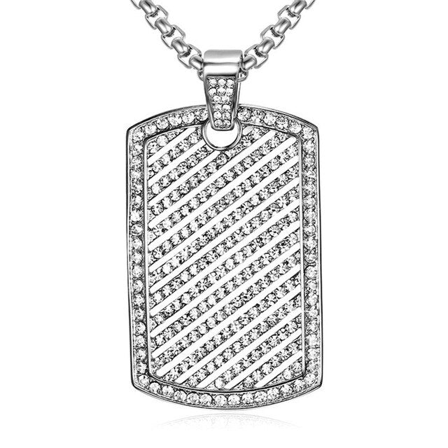 Geometric Square Dog Tag Pendants Gold 316L Stainless Steel